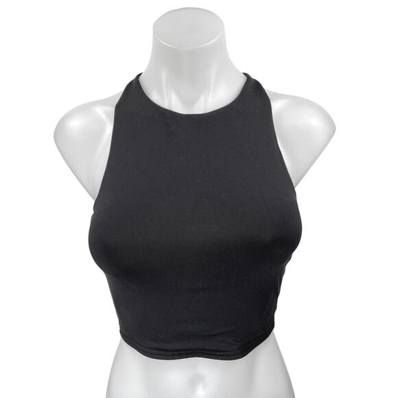 Alo Yoga Movement Black Lace Back Racerback Sleeveless Athletic Crop Tank Top XS - Picture 1 of 4